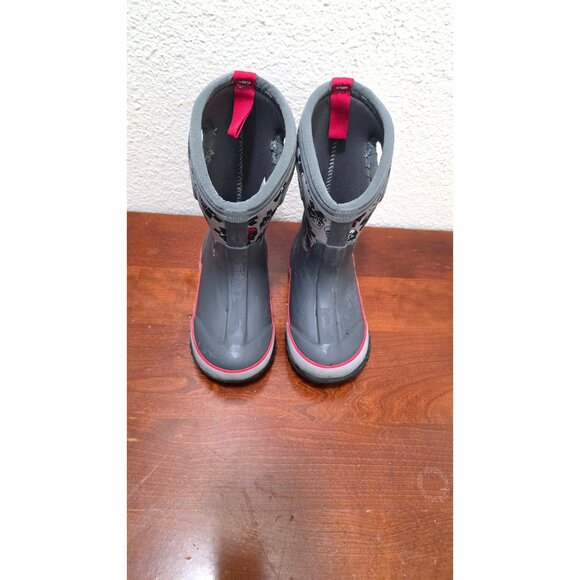 Bogs Kids Classic Skulls Boots US 9 Waterproof Insulated Gray Red - Picture 2 of 6